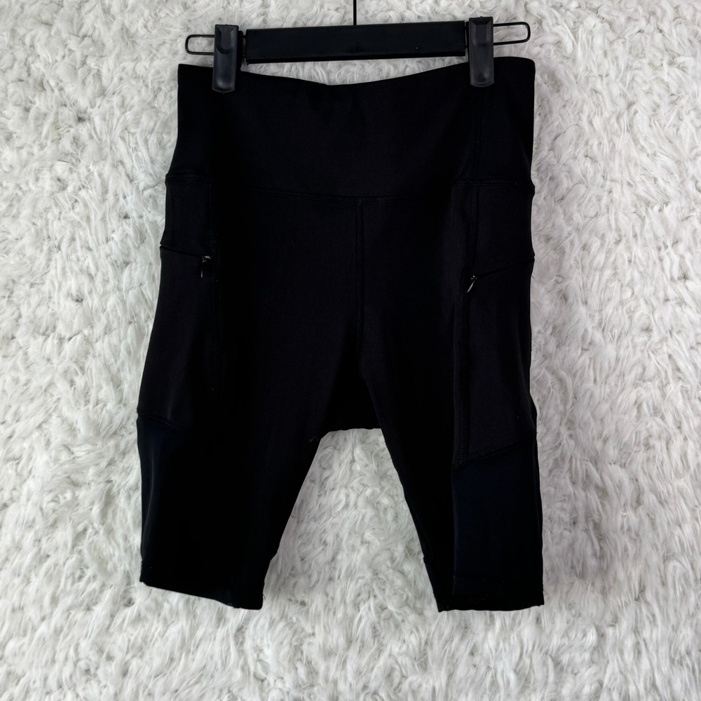 Ebb &‎ Flow Biker Shorts Size M Black Mesh Panel Athletic Yoga Sporty